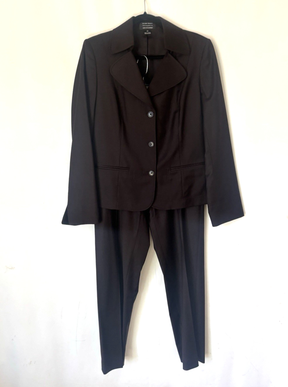 Ellen Tracy Saks Fifth Avenue Brown Suit 10 Jacket Pants Wool Womens